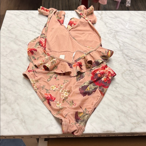 Zimmermann Cassia Frill Ruffle Halter Neckline Faux Wrap One Piece Swimsuit 4-6 - Picture 6 of 15